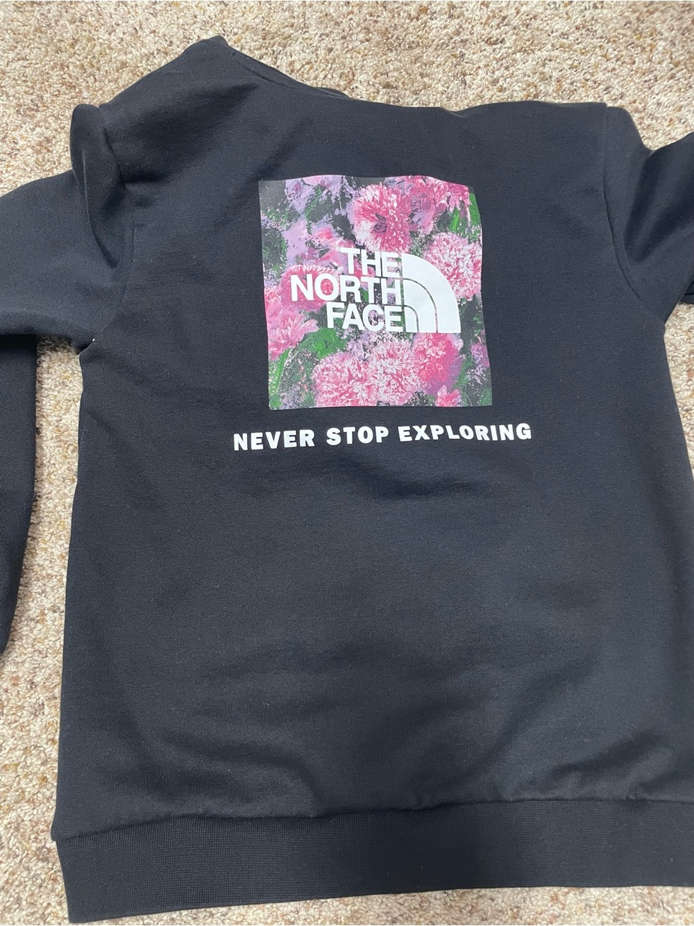 The North Face Kids Black Pullover Hoodie with flower print size L 12